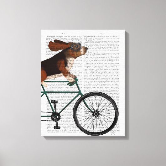 Basset Hound op fiets Canvas Afdruk (Voorkant)