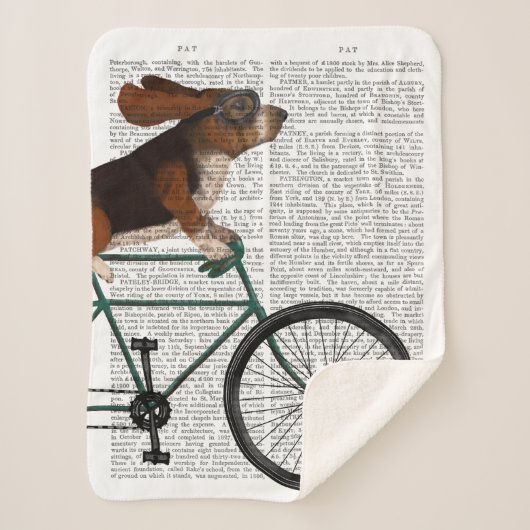 Basset Hound op fiets Sherpa Deken (Voorkant)