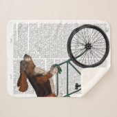 Basset Hound op fiets Sherpa Deken (Voorkant (horizontaal))