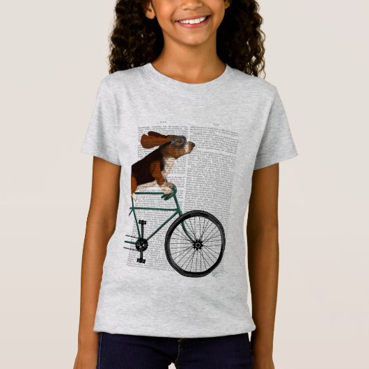 Basset Hound op fiets T-shirt (Voorkant)