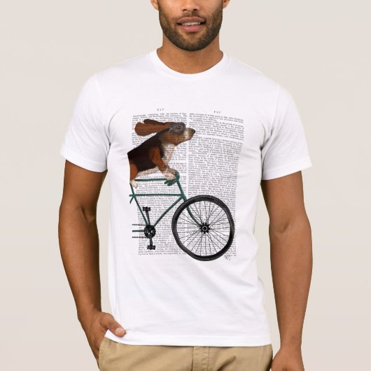 Basset Hound op fiets T-shirt (Voorkant)