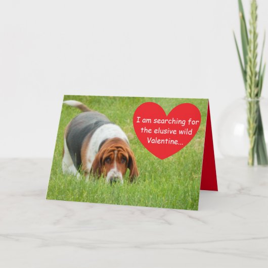 Basset Hound op grappige Valentijnsdag kaart (Voorkant)