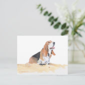 Basset Hound op het Strand Briefkaart (Staand voorkant)
