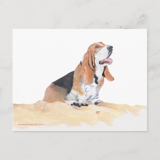 Basset Hound op het Strand Briefkaart (Voorkant)