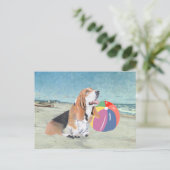 Basset Hound op het Strand Briefkaart (Staand voorkant)