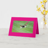 Basset Hound op het wenskaart "Missing You" Kaart (Gele Bloem)