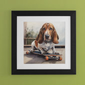 Basset Hound op skateboard Poster