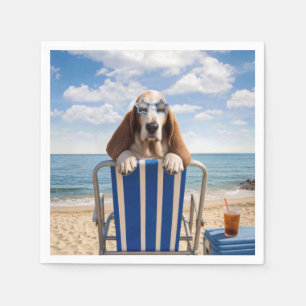Basset Hound op strandstoel Servet