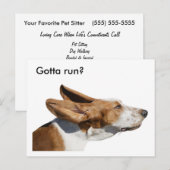 Basset hound oren flappen in wind huisdier sitter briefkaart (Voorkant / Achterkant)