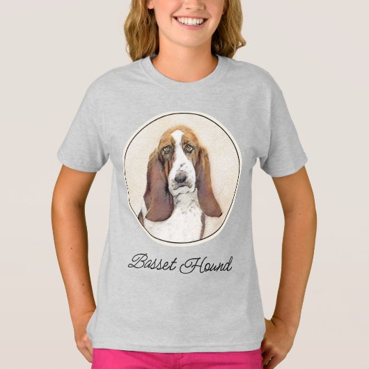 Basset Hound Painting - Cute Original Dog Art T-Sh T-shirt (Voorkant)