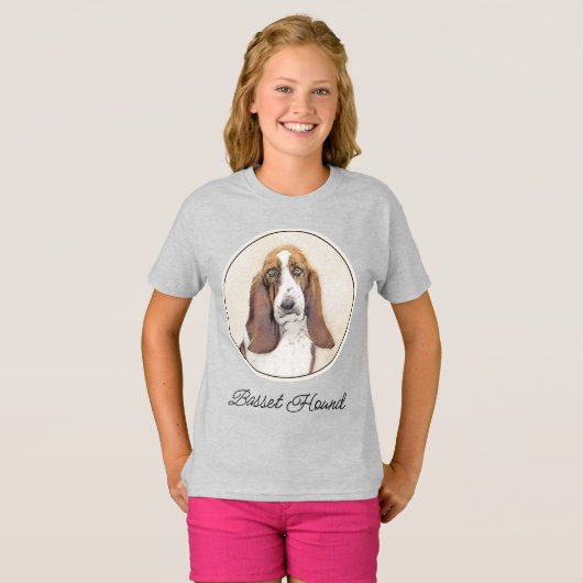 Basset Hound Painting - Cute Original Dog Art T-Sh T-shirt (Voorkant volledig)