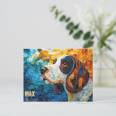Basset Hound Paper Quilling Art Dog Portret Briefkaart (Staand voorkant)