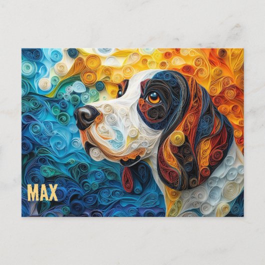 Basset Hound Paper Quilling Art Dog Portret Briefkaart (Voorkant)