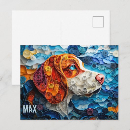 Basset Hound Paper Quilling Art Dog Portret Briefkaart (Voorkant / Achterkant)