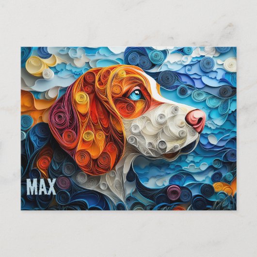 Basset Hound Paper Quilling Art Dog Portret Briefkaart (Voorkant)