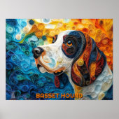 Basset Hound Paper Quilling Art Dog Portret Poster (Voorkant)