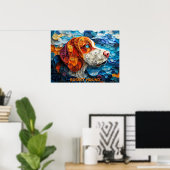 Basset Hound Paper Quilling Art Dog Portret Poster (Thuiskantoor)
