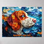 Basset Hound Paper Quilling Art Dog Portret Poster (Voorkant)
