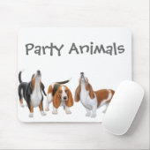 Basset Hound Party Animals Mousepad Muismat (Met muis)