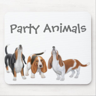 Basset Hound Party Animals Mousepad Muismat