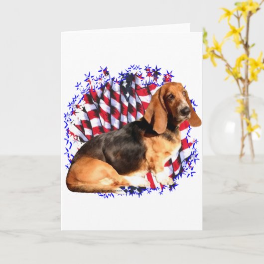 Basset Hound Patriot Kaart (Gele Bloem)