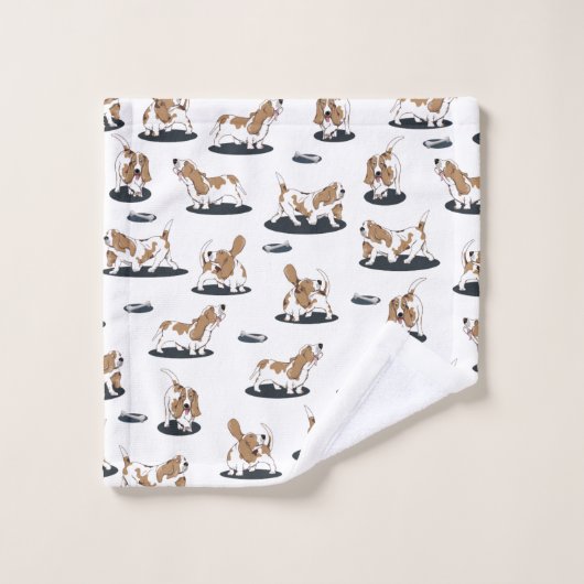Basset Hound Patroon Bad Handdoek (Wasdoekje)