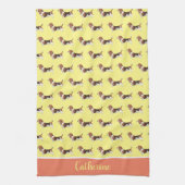 Basset Hound Pattern - Geel Theedoek (Verticaal)