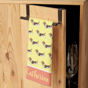 Basset Hound Pattern - Geel Theedoek