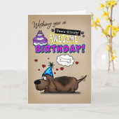 Basset Hound Paws-itief Geweldige Verjaardag Kaart (Gele Bloem)