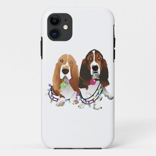 Basset Hound Peace Love Joy-kerstontwerp Case-Mate iPhone Case (Achterkant)