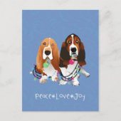Basset Hound Peace Love Joy-kerstontwerp Feestdagenkaart (Voorkant)