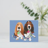 Basset Hound Peace Love Joy-kerstontwerp Feestdagenkaart (Staand voorkant)