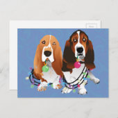 Basset Hound Peace Love Joy-kerstontwerp Feestdagenkaart (Voorkant / Achterkant)