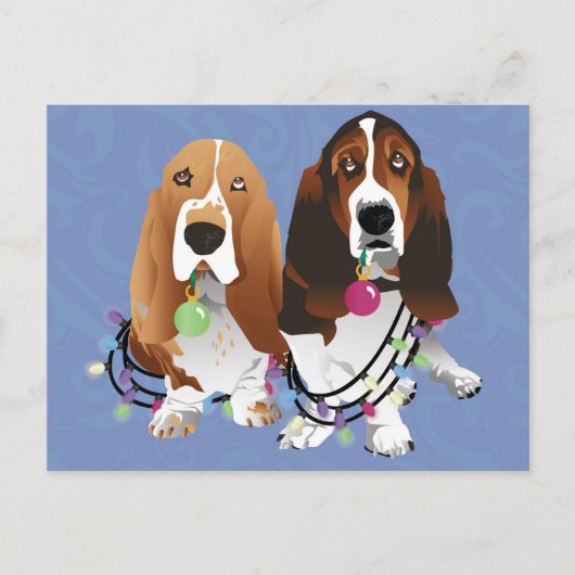 Basset Hound Peace Love Joy-kerstontwerp Feestdagenkaart (Voorkant)