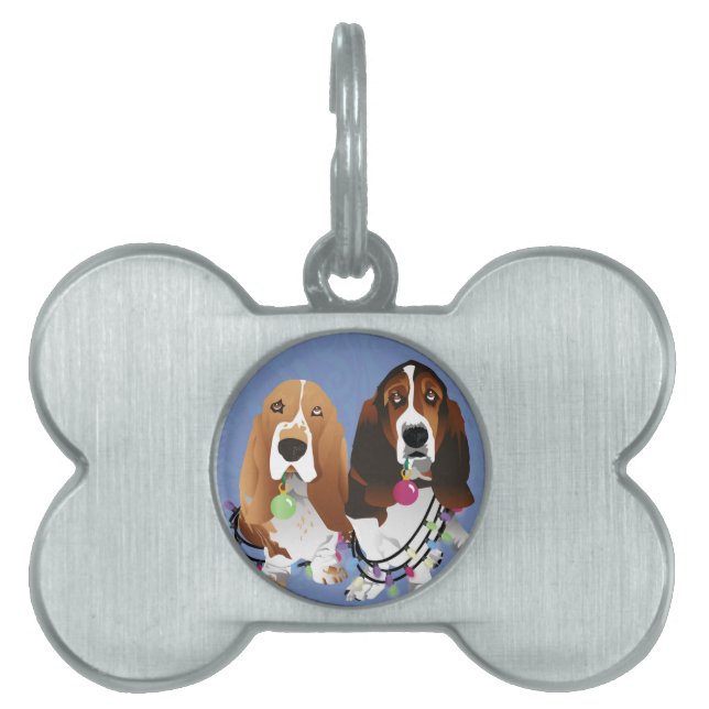 Basset Hound Peace Love Joy-kerstontwerp Huisdieren Naamplaatje (voorkant)