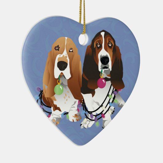 Basset Hound Peace Love Joy-kerstontwerp Keramisch Ornament (Rechts)
