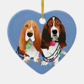 Basset Hound Peace Love Joy-kerstontwerp Keramisch Ornament (Voorkant)