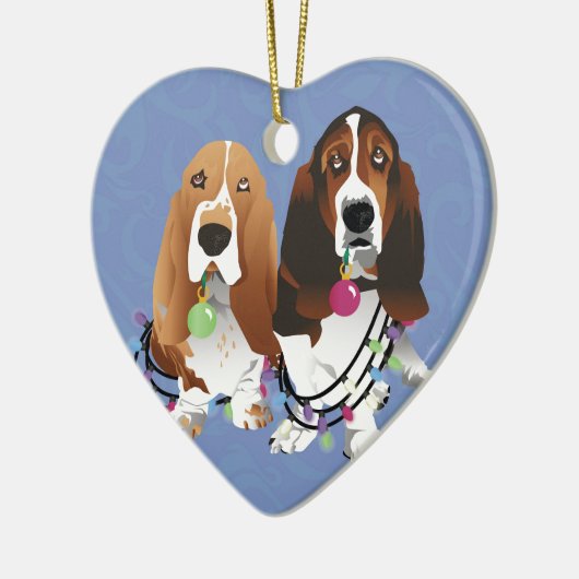 Basset Hound Peace Love Joy-kerstontwerp Keramisch Ornament (Links)