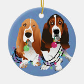 Basset Hound Peace Love Joy-kerstontwerp Keramisch Ornament (Voorkant)