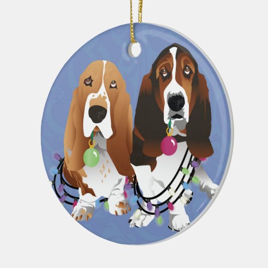 Basset Hound Peace Love Joy-kerstontwerp Keramisch Ornament (Links)