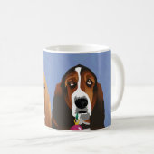 Basset Hound Peace Love Joy-kerstontwerp Koffiemok (Voorkant rechts)