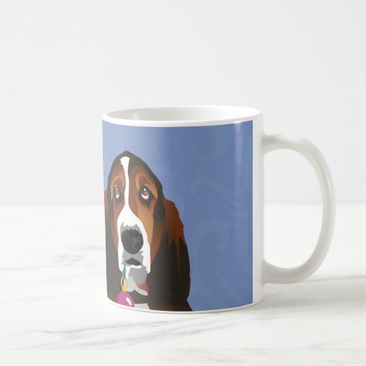 Basset Hound Peace Love Joy-kerstontwerp Koffiemok (Rechts)