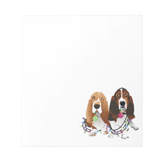 Basset Hound Peace Love Joy-kerstontwerp Notitieblok (Voorkant)
