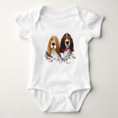 Basset Hound Peace Love Joy-kerstontwerp Romper (Voorkant)