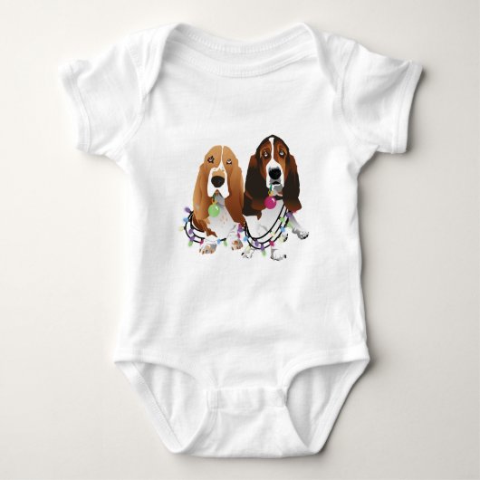 Basset Hound Peace Love Joy-kerstontwerp Romper (Voorkant)