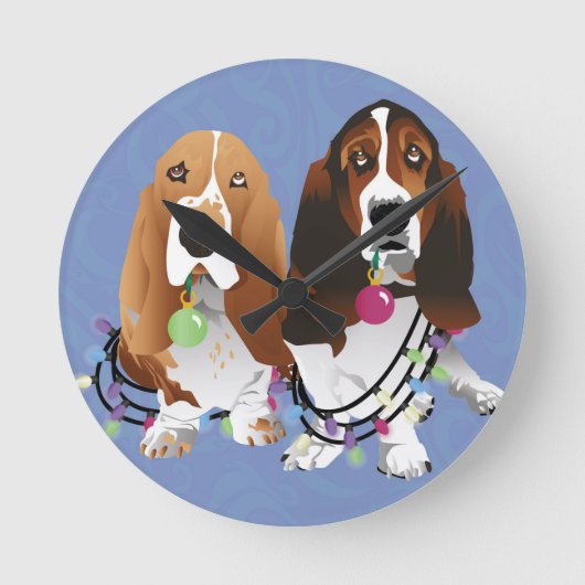 Basset Hound Peace Love Joy-kerstontwerp Ronde Klok (Voorkant)