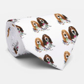 Basset Hound Peace Love Joy-kerstontwerp Stropdas (Opgerold)