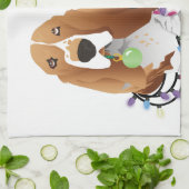 Basset Hound Peace Love Joy-kerstontwerp Theedoek (Gevouwen)