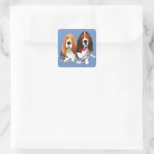 Basset Hound Peace Love Joy-kerstontwerp Vierkante Sticker (Tas)