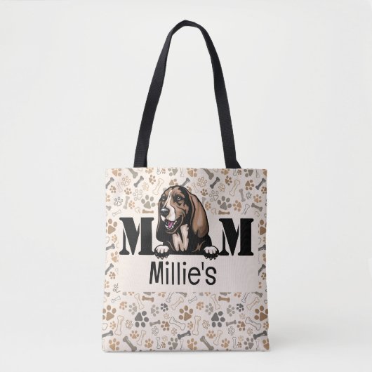 Basset Hound Peeking Personized Mama Tote Bag (Voorkant)